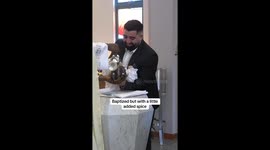 Toddler’s hilarious stink eye at priest after baptism hits 14 million views