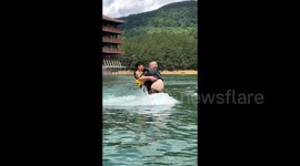 Man 'too heavy' for flyboard ends up being repeatedly submerged