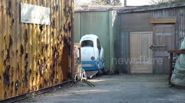 The New Tesla model?. Spotted in a secure compound in a remote country hamlet. Chapel, Cornwall, UK