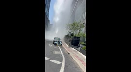 Rooftop Pool Water Crashes Down During Bangkok Earthquake