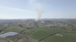 A drone video of a wildfire in Powys, Wales - 1920x1080p, 25fps, D-log colour profile - Shot on DJI Mini 3 Pro
