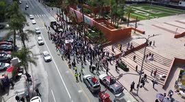 US: Pro-Palestinian activists march in Los Angeles