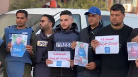 Gaza journalists protest killings of colleagues, vow to continue reporting amid war