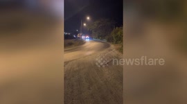 Trucks carry pieces of Boeing plane in Thailand