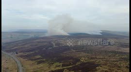 Wildfire comes close to main A6 glenshane pass in Northern Ireland before being extinguished by fire fighters based in the ponderosa