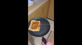 Skillful toast flip impresses in Bridgwater, England, UK