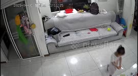 Young girl playing with fire sets sofa ablaze, nearly causing disaster