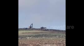Israeli army bulldozers embarked on levelling lands on the outskirts of the village of Al-Burj, south of Hebron