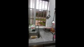 Pan blown by strong wind hits another hanging pan in China