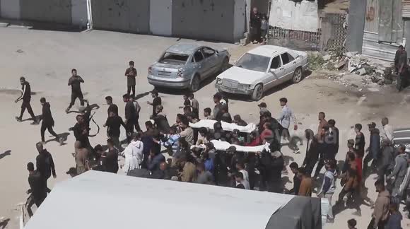 Funeral of Palestinians killed in Israeli airstrike in northern Gaza Strip