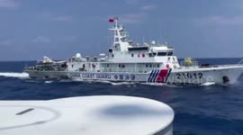 China Coast Guard ship sails close to Philippine vessel