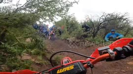 Clearing a muddy, rocky path in San Luis, Argentina
