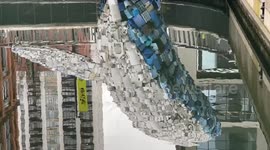 UK: Giant blue whale sculpture installed in London to highlight ocean plastic pollution