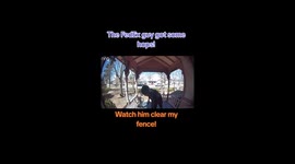 FedEx delivery man takes a running start and clears fence in front of house.