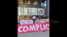 UK: Activists gathered outside The Guardian headquarters in London to show support for Gaza