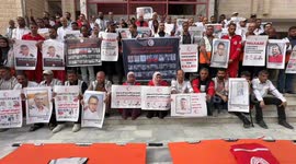 Red Crescent workers protest in Khan Younis for colleagues killed in Israeli attacks