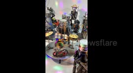 Skilled metalworker builds mini 'Iron Man band' from scrap metal