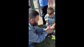 Father and son release butterfly only for it to be stood on just seconds later