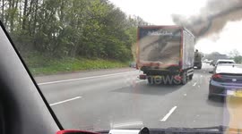 Vehicle engulfed in flames on hard shoulder of M6 near Lancaster