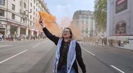 Youth Demand: Against Israel's path to the Gaza genocidal has blockade the road in London, England