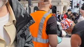 Just Stop Oil Clash with Motorists as they Block Road Outside Parliament. London, UK 26/04/2025