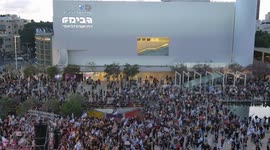 Israel: DRONE - Demonstrators in Tel Aviv demand return of Israelis in Gaza