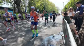 Some of the more unusual runners and outfits at this year's London Marathon including someone dressed as the London Eye and someone carrying an ironing board