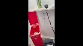 Baby stays calm during blood draw in Medellin