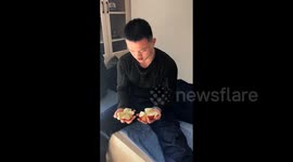 Chinese firefighter splits apple into EIGHT slice with bare hands