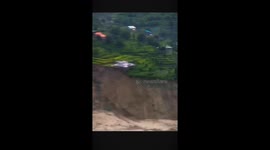 Boy captures a riverbank in 'Kohistan' district slipping into the river