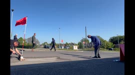 Nigel Farage joins teenager in playing pothole golf in bid to get council to fix issue