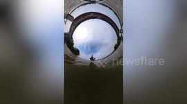 Dramatic moment surfer is flung from electric surfboard after mystery collision