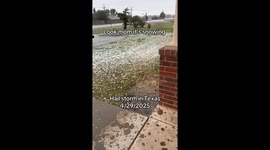 Surprise Texas hailstorm has family thinking it’s snowing in April