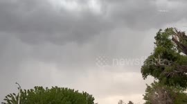 US, Los Angeles: Lancaster Heavy Rain Floods Downtown Store With Lightening Part 2