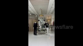 Türkiye: Chandeliers at the store shake during earthquake in Sakarya