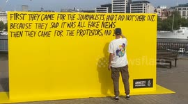Amnesty International installation for World Press Freedom Day in London
