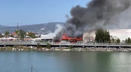 Fire breaks out at building on Alameda Ave, Oakland, California