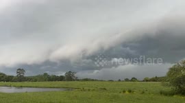 US: Time-Lapse of Shelf Cloud Moving Into Sylvania, Alabama