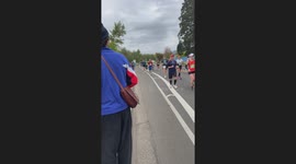 Athletes punch Trump pillow during race in Eugene