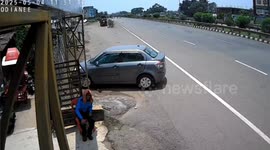 A biker seriously injured, after being hit by a car, while driving on the wrong side in Panikoili, Oridsa