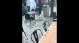 Severe hailstorm hits Champ de Mars in Paris, France
