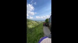 Motorbike accident on narrow road in Mount Merbabu National Park