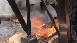 Sudan: The power station in Bahri, Khartoum, showing the destruction, damage, and fires