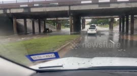 US: College Station Streets Flooded After Heavy Storm