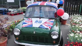80th VE Day themed Mini car seen on display in Kent, UK