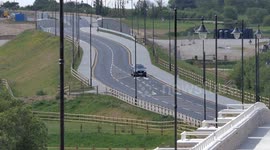 King Charles' new road opens at his new town of Nansledan, Cornwall, UK