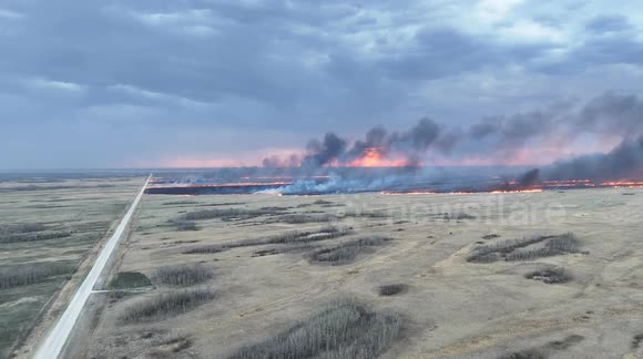 Grass Fire In Manitoba