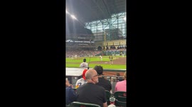 Player knocked out in collision at baseball game in Houston, Texas, USA