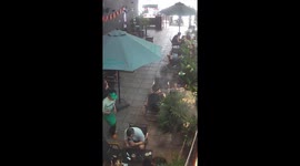 Man trips and loses slipper at café in Gia Tân, Vietnam