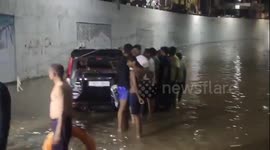 Flooding in Gujarat: One Dead, Several Rescued as Vehicles Submerged in Underpass Water